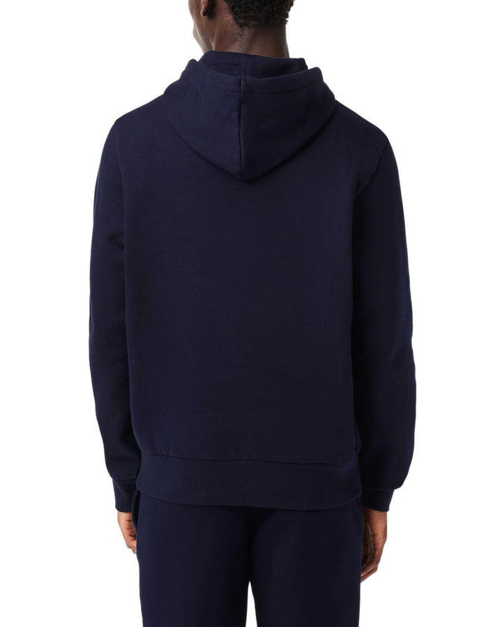 LACOSTE MENS SIGNATURE HOODIE MIDNIGHT BLUE-Designer Outlet Sales