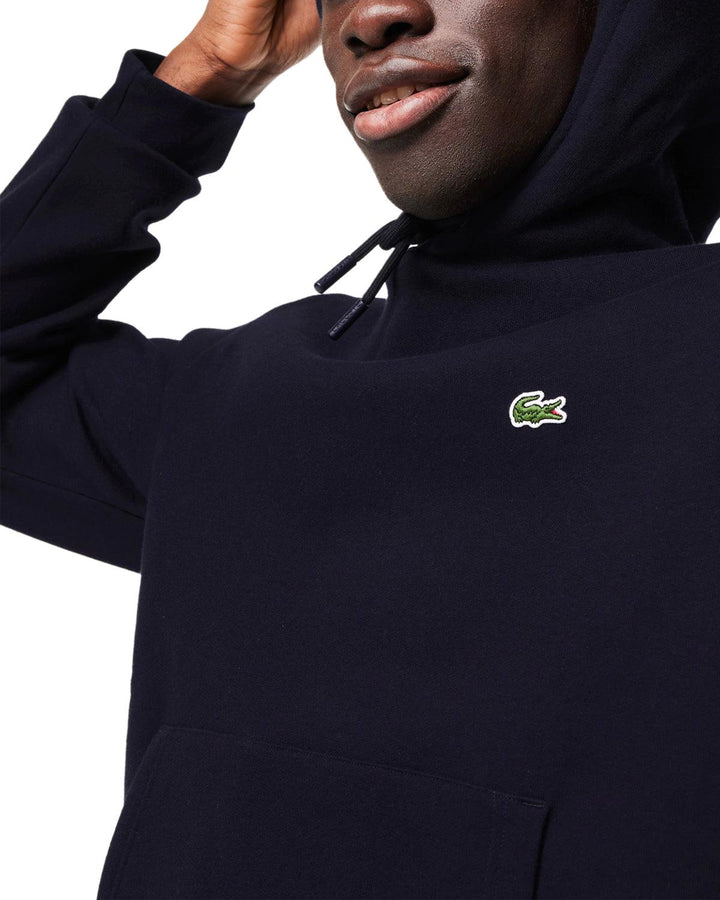 LACOSTE MENS SIGNATURE HOODIE MIDNIGHT BLUE-Designer Outlet Sales