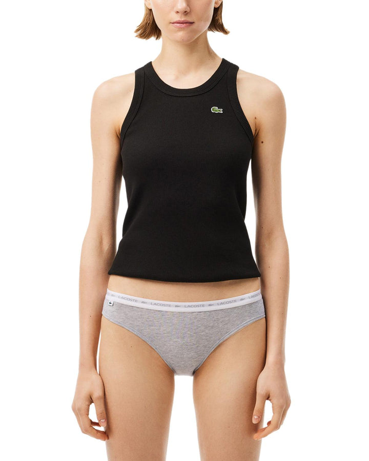 LACOSTE WOMENS 3 PACK STRETCH COTTON BRIEFS BLACK WHITE GREY-Designer Outlet Sales