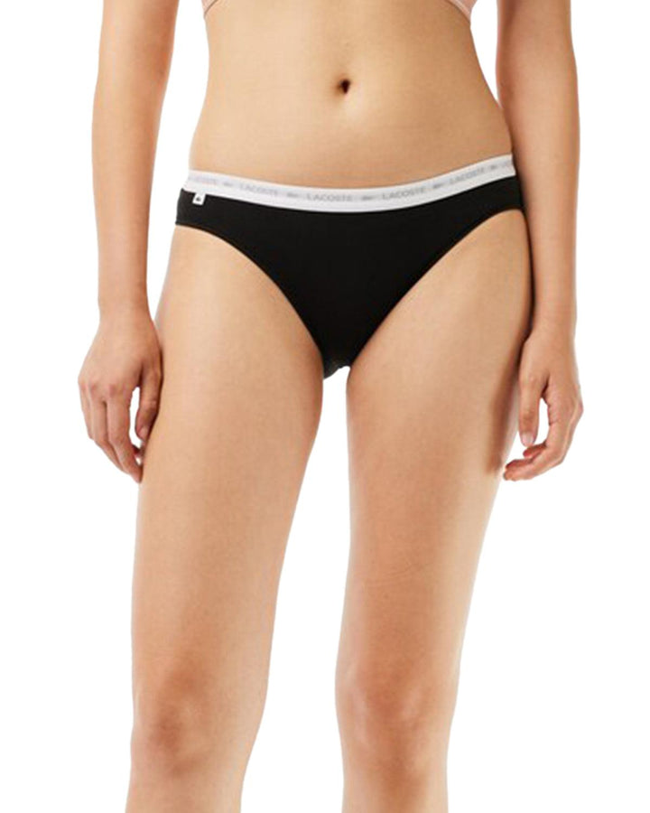 LACOSTE WOMENS 3 PACK STRETCH COTTON BRIEFS BLACK WHITE GREY-Designer Outlet Sales