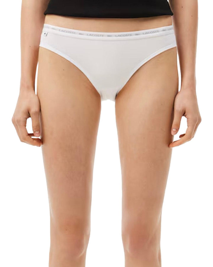 LACOSTE WOMENS 3 PACK STRETCH COTTON BRIEFS BLACK WHITE GREY-Designer Outlet Sales