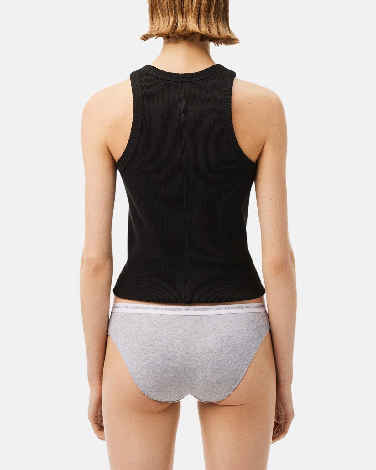 LACOSTE WOMENS 3 PACK STRETCH COTTON BRIEFS BLACK WHITE GREY – LACOSTE-8F1338-NUA-XS | Studio DOS by Designer Outlet Sales