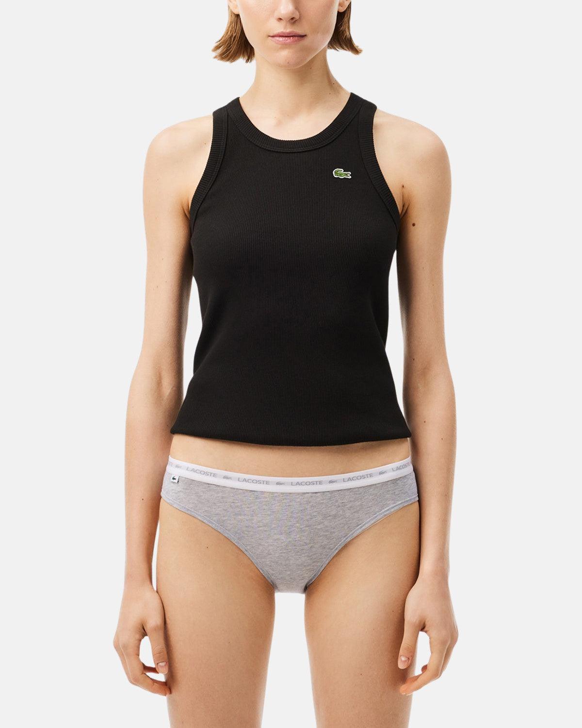 LACOSTE WOMENS 3 PACK STRETCH COTTON BRIEFS BLACK WHITE GREY – LACOSTE-8F1338-NUA-XS | Studio DOS by Designer Outlet Sales