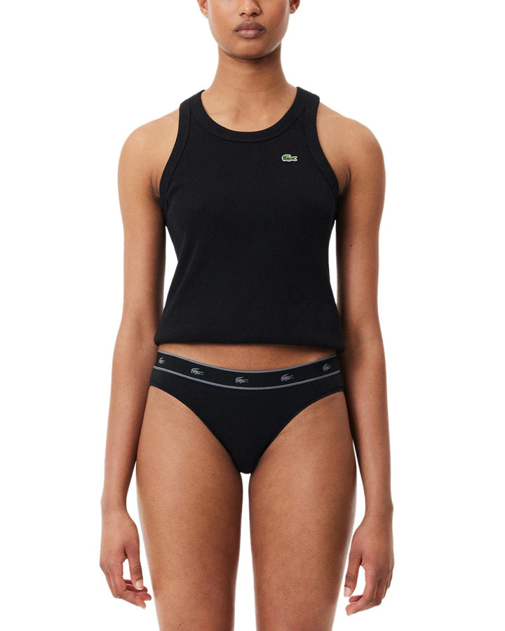 LACOSTE WOMENS ESSENTIAL STRETCH COTTON BRIEFS BLACK-Designer Outlet Sales