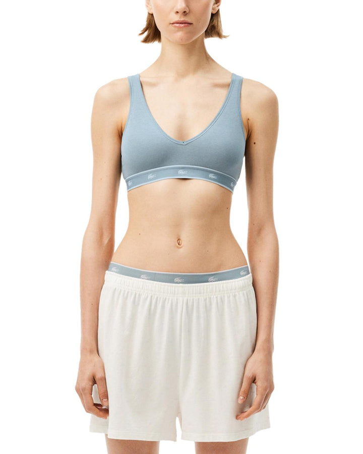 LACOSTE WOMENS ESSENTIAL STRETCH COTTON TRIANGLE BRALETTE GREY-Designer Outlet Sales