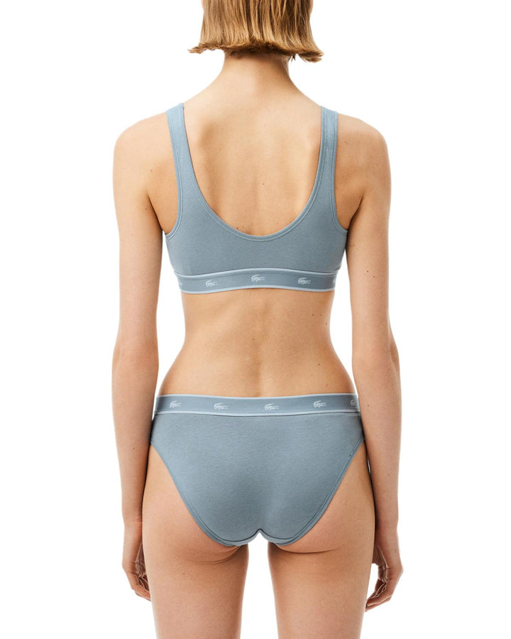 LACOSTE WOMENS ESSENTIAL STRETCH COTTON TRIANGLE BRALETTE GREY-Designer Outlet Sales