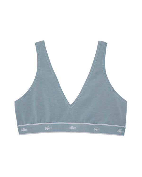 LACOSTE WOMENS ESSENTIAL STRETCH COTTON TRIANGLE BRALETTE GREY-Designer Outlet Sales