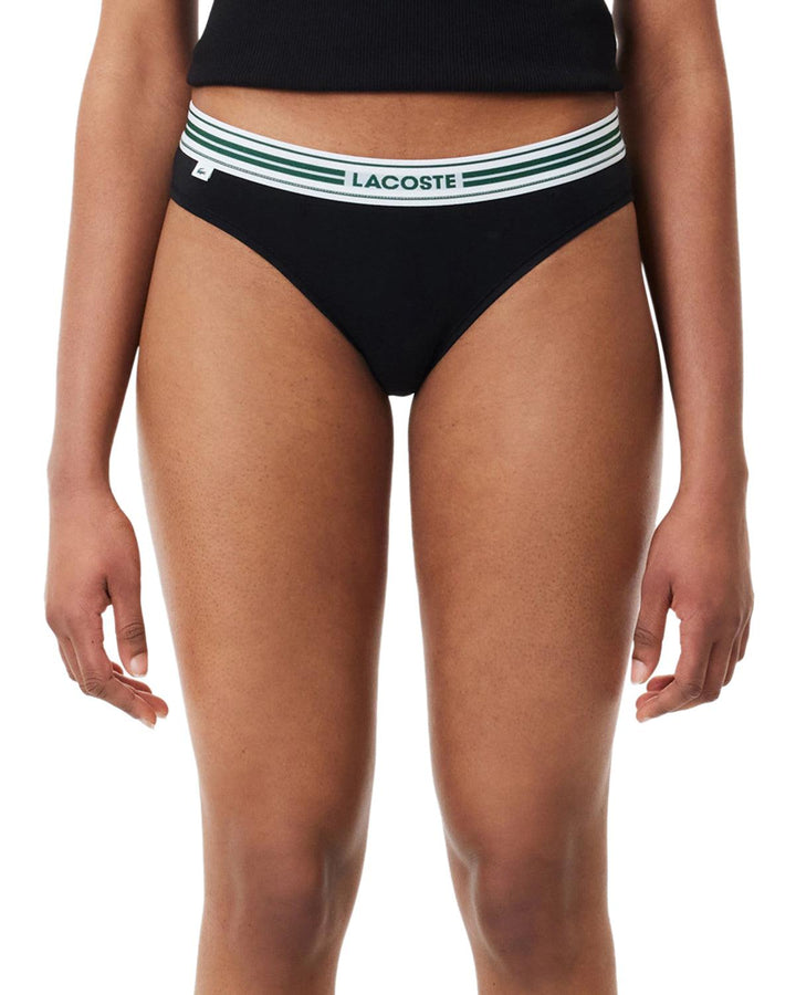 LACOSTE WOMENS HERITAGE STRETCH COTTON BRIEFS BLACK-Designer Outlet Sales