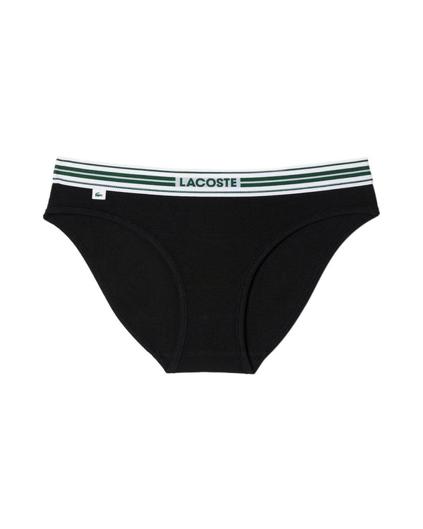 LACOSTE WOMENS HERITAGE STRETCH COTTON BRIEFS BLACK-Designer Outlet Sales