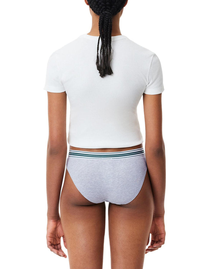 LACOSTE WOMENS HERITAGE STRETCH COTTON BRIEFS GREY CHINE-Designer Outlet Sales