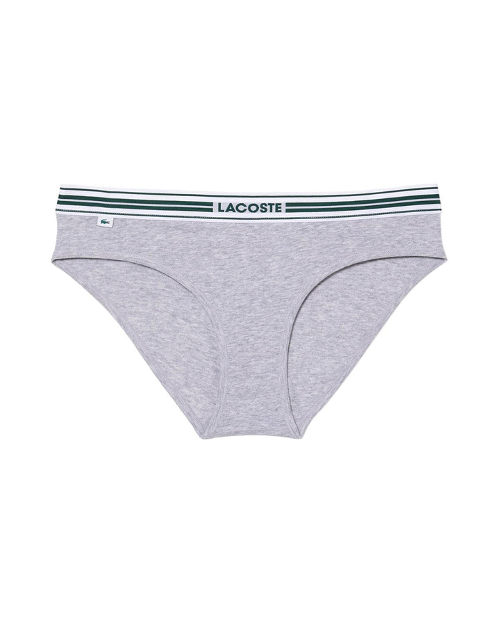 LACOSTE WOMENS HERITAGE STRETCH COTTON BRIEFS GREY CHINE-Designer Outlet Sales