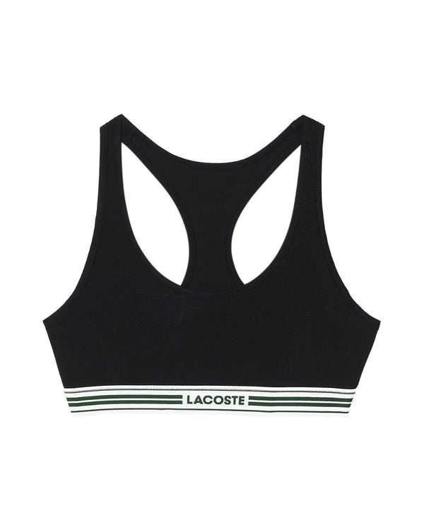 LACOSTE WOMENS HERITAGE STRETCH COTTON RACER BACK BRALETTE BLACK-Designer Outlet Sales