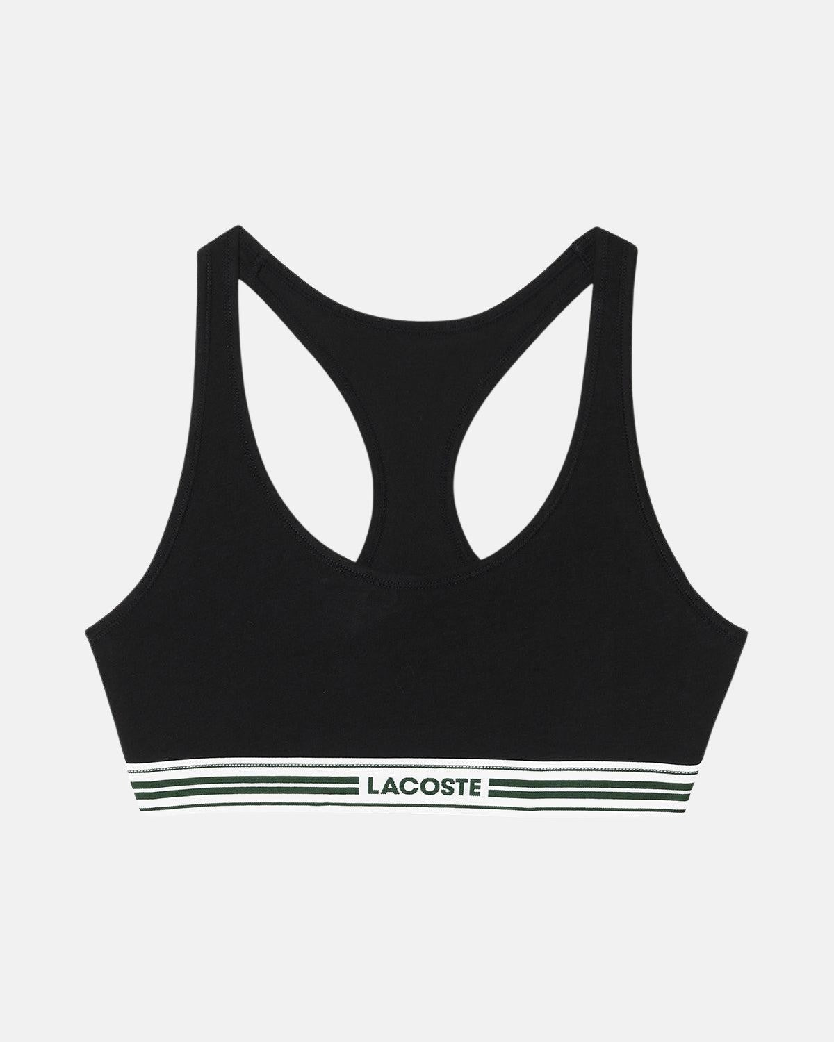 LACOSTE WOMENS HERITAGE STRETCH COTTON RACER BACK BRALETTE BLACK – LACOSTE-IF8179-00-031-XS | Studio DOS by Designer Outlet Sales