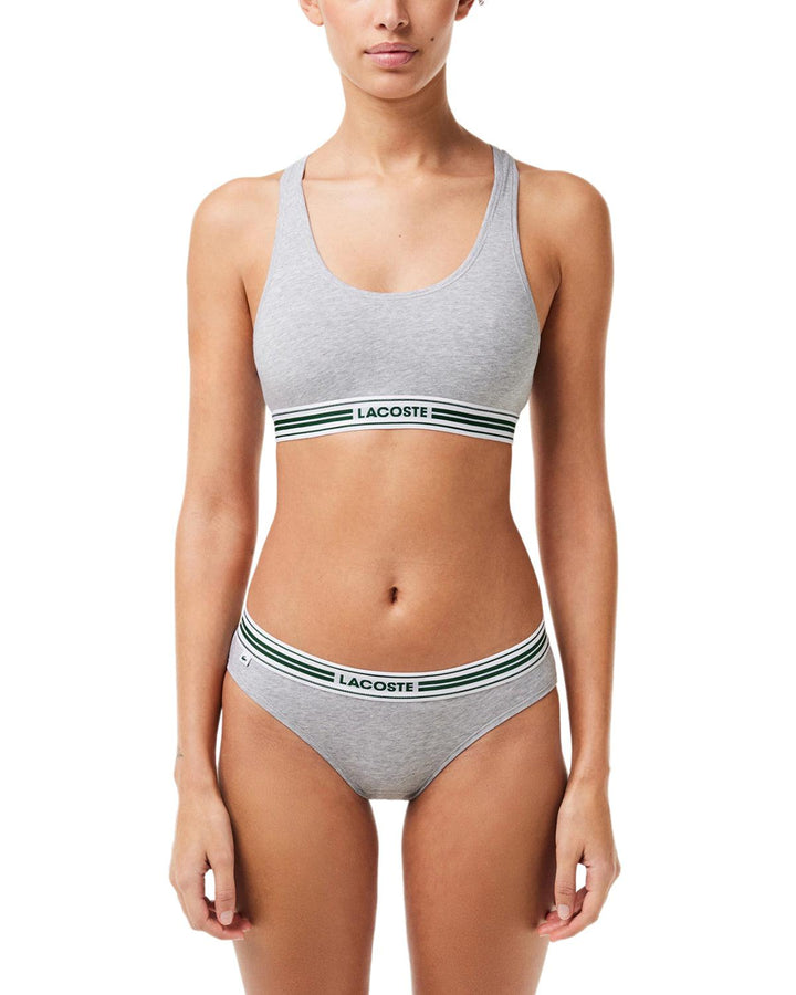 LACOSTE WOMENS HERITAGE STRETCH COTTON RACER BACK BRALETTE GREY CHINE-Designer Outlet Sales