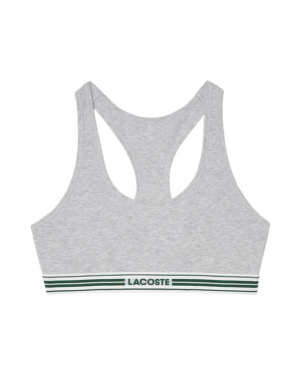 LACOSTE WOMENS HERITAGE STRETCH COTTON RACER BACK BRALETTE GREY CHINE-Designer Outlet Sales