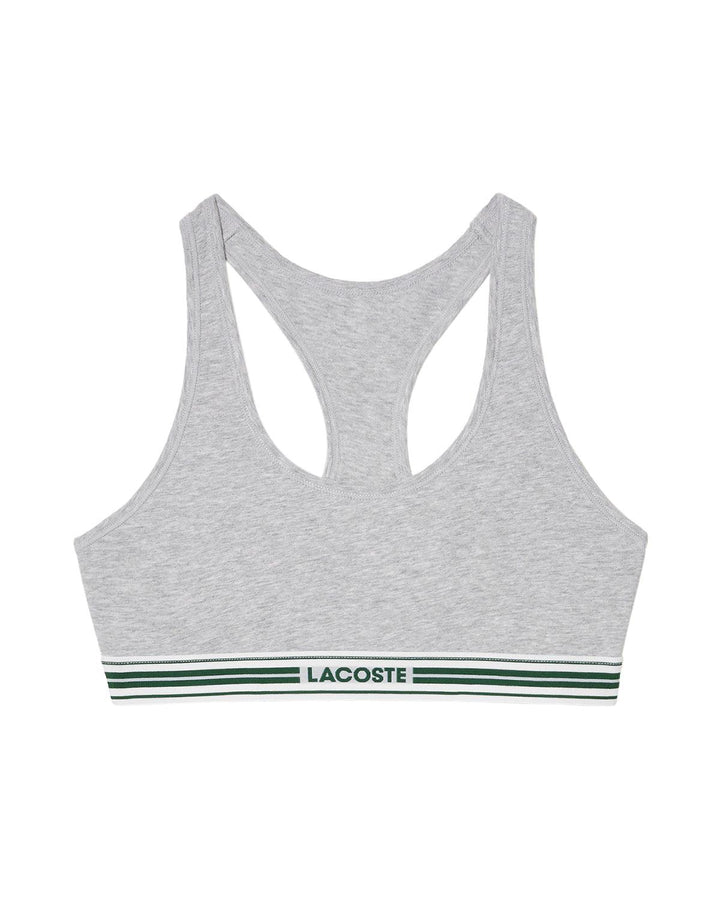 LACOSTE WOMENS HERITAGE STRETCH COTTON RACER BACK BRALETTE GREY CHINE-Designer Outlet Sales