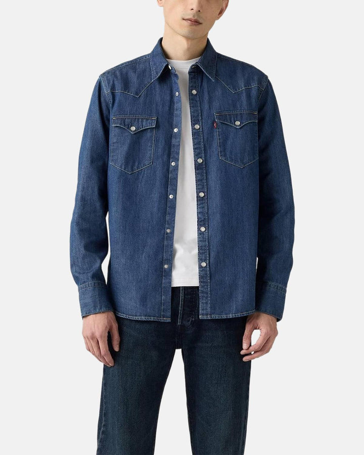 LEVIS MENS BARSTOW WESTERN STANDARD SHIRT LOWER HAIGHT BLUE-Designer Outlet Sales