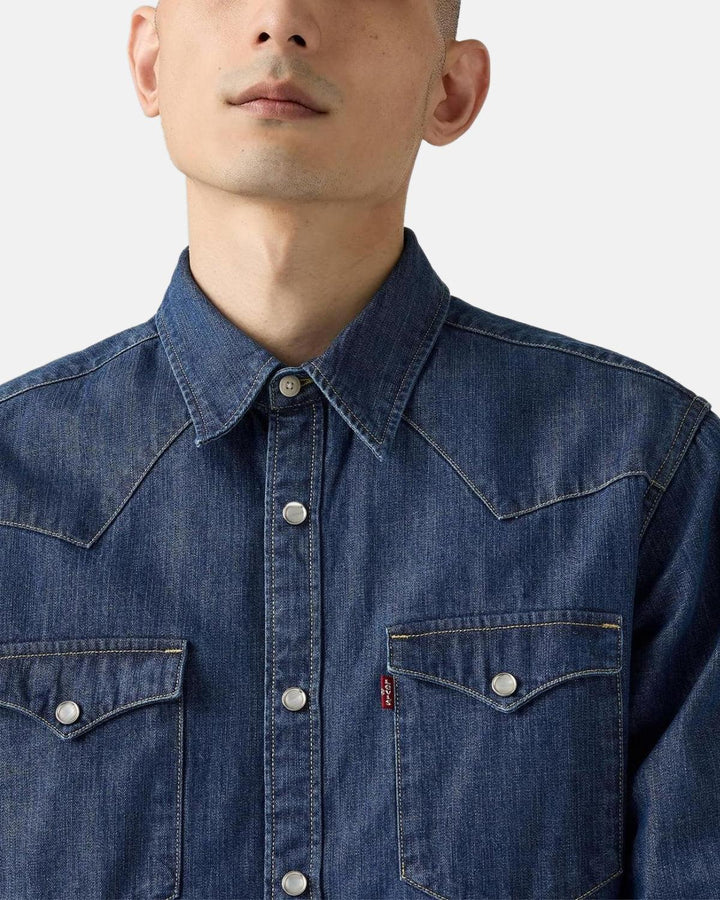 LEVIS MENS BARSTOW WESTERN STANDARD SHIRT LOWER HAIGHT BLUE-Designer Outlet Sales