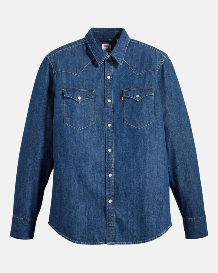 LEVIS MENS BARSTOW WESTERN STANDARD SHIRT LOWER HAIGHT BLUE-Designer Outlet Sales