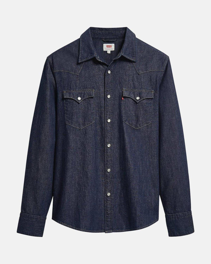 LEVIS MENS BARSTOW WESTERN STANDARD SHIRT RED CAST RINSED MARBLE-Designer Outlet Sales