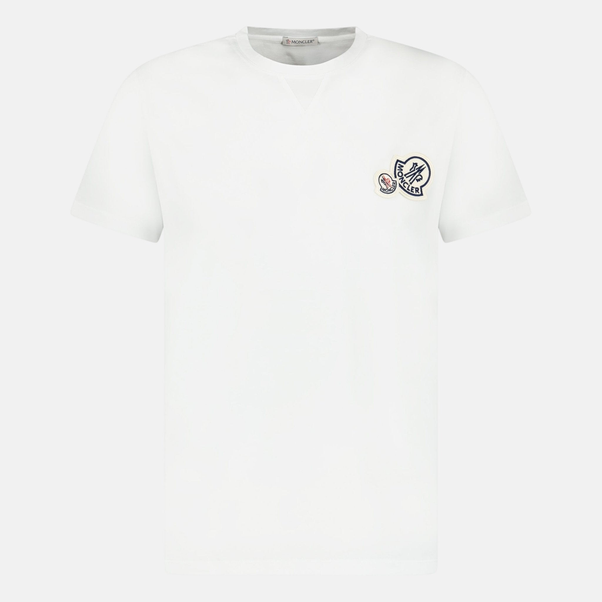 Moncler Double Stitch Logo T Shirt White – G33 | Studio DOS by Designer Outlet Sales