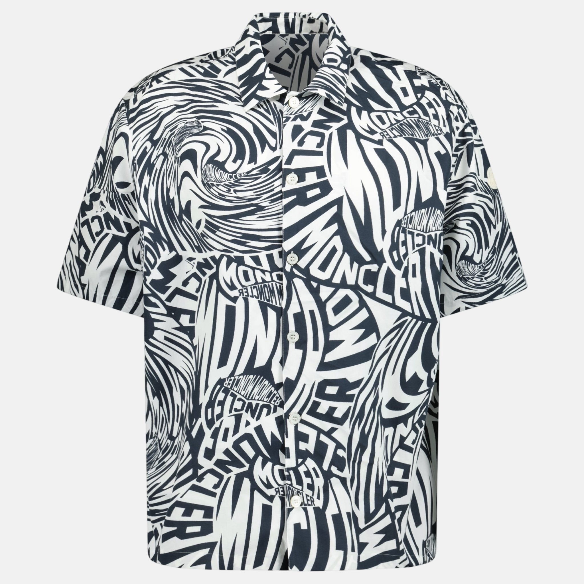 Moncler Stamp Print Button Shirt Black White – A27 | Studio DOS by Designer Outlet Sales