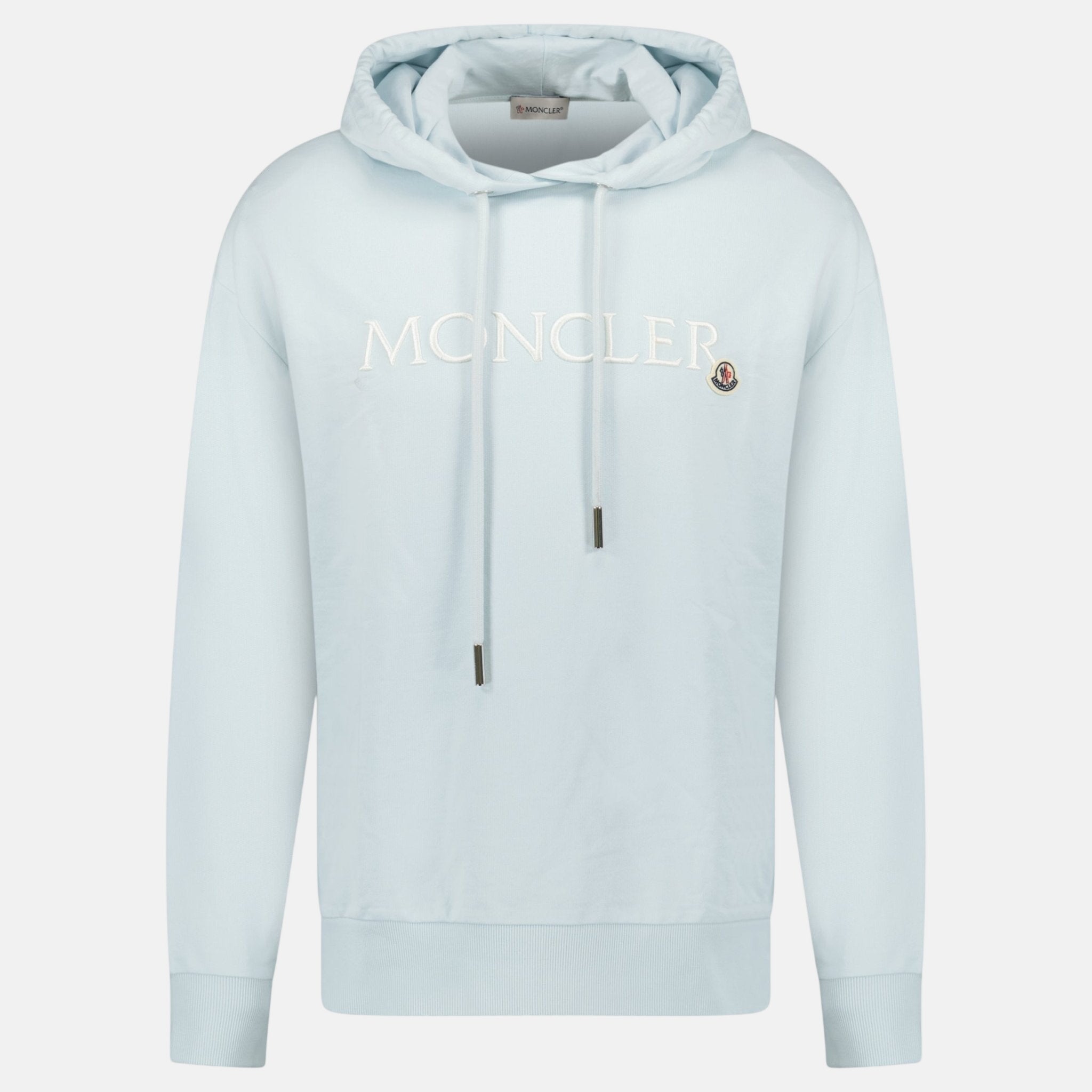 Moncler Womens Embroidered Logo Hoodie Light Blue – O9 | Studio DOS by Designer Outlet Sales