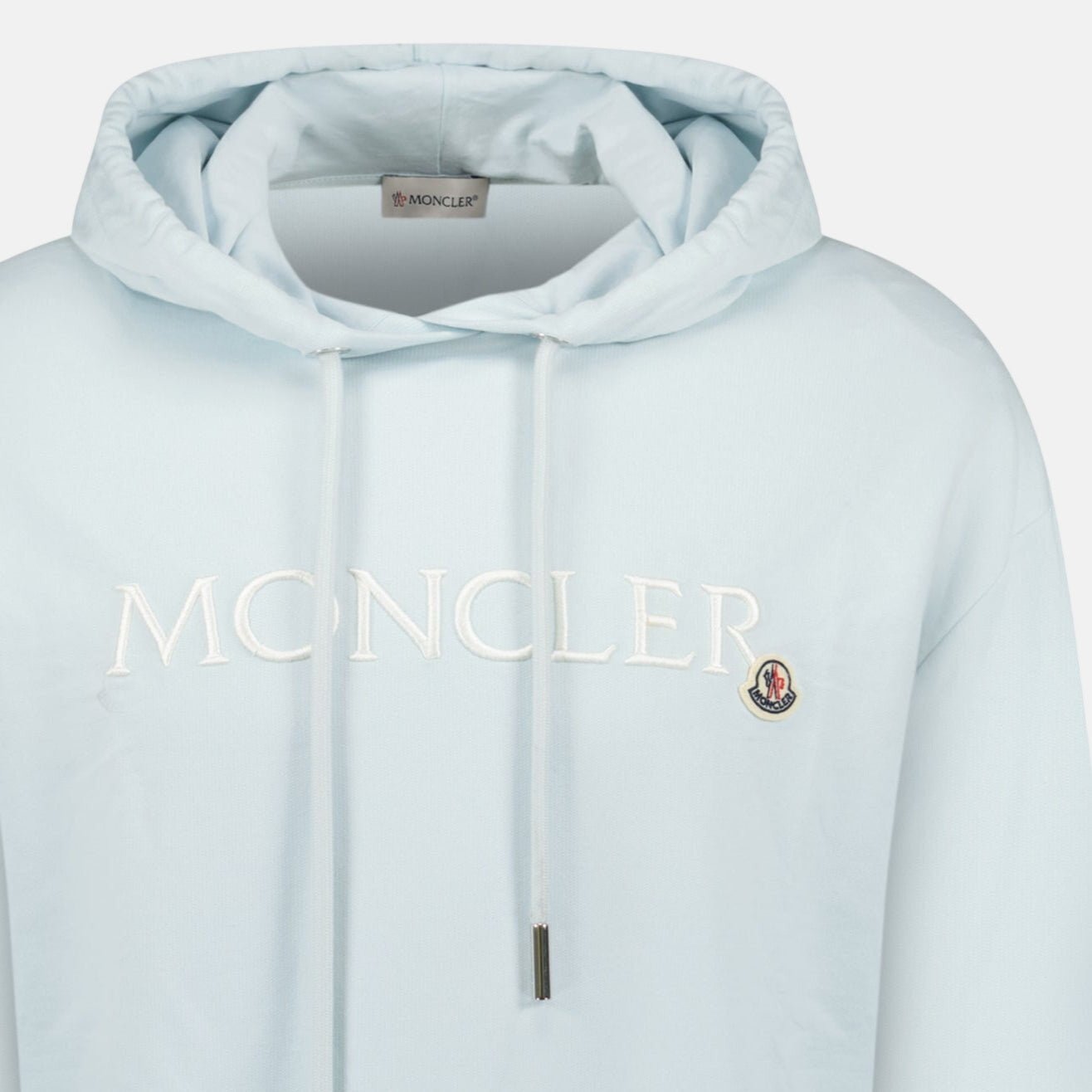 Moncler Womens Embroidered Logo Hoodie Light Blue – O9 | Studio DOS by Designer Outlet Sales