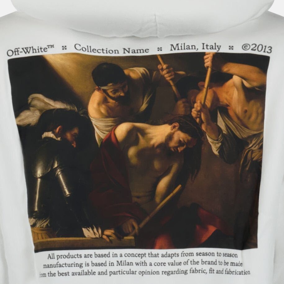 Off - White Caravaggio Logo Hooded Sweatshirt White – A65 | Studio DOS by Designer Outlet Sales