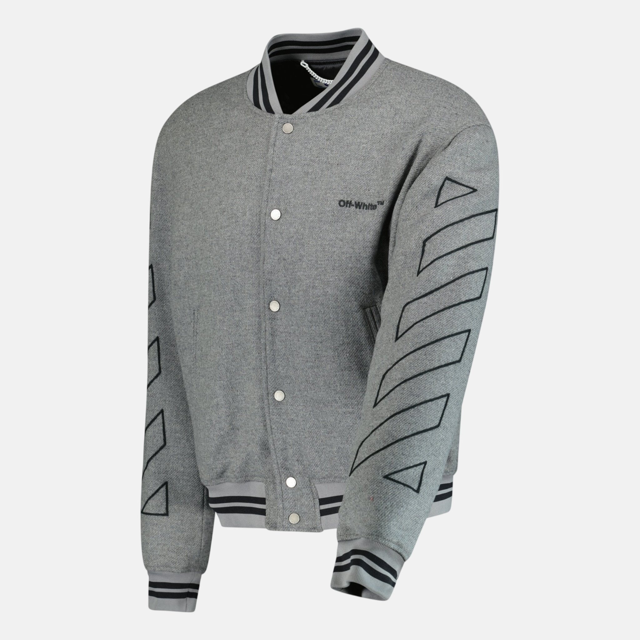 Off - White Diagonal Outline Varsity Jacket Grey – RAIL 3 | Studio DOS by Designer Outlet Sales