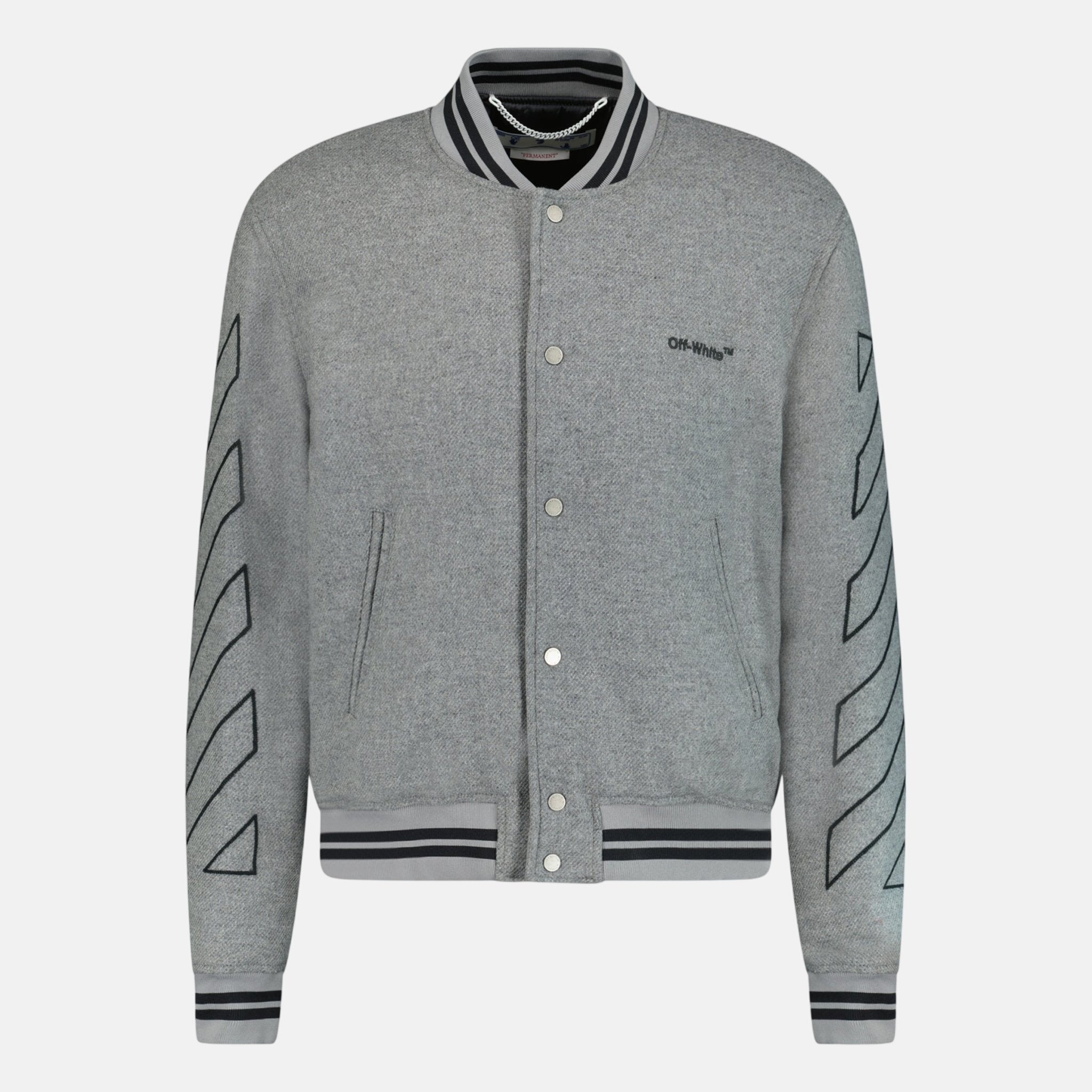 Off - White Diagonal Outline Varsity Jacket Grey – RAIL 3 | Studio DOS by Designer Outlet Sales