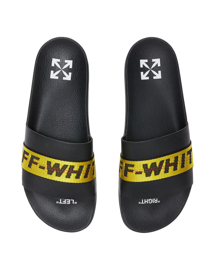 OFF-WHITE INDUSTRIAL SLIDERS BLACK YELLOW-Designer Outlet Sales