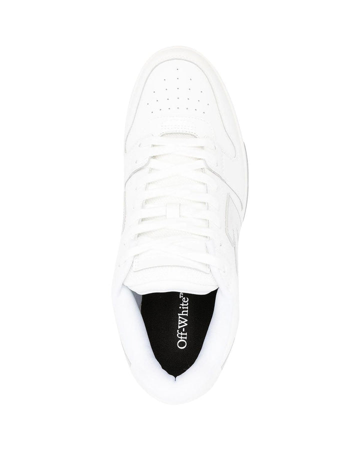 OFF-WHITE MENS OUT OF OFFICE CALF LEATHER TRAINERS WHITE SILVER-Designer Outlet Sales