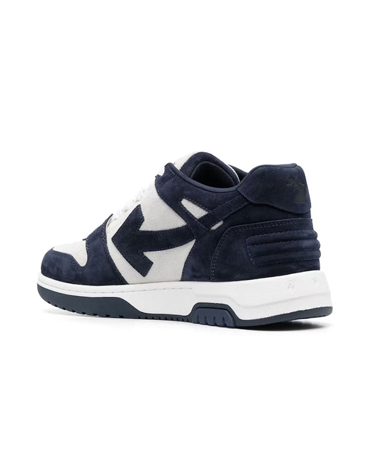 OFF-WHITE MENS OUT OF OFFICE SUEDE TRAINERS WHITE NAVY-Designer Outlet Sales