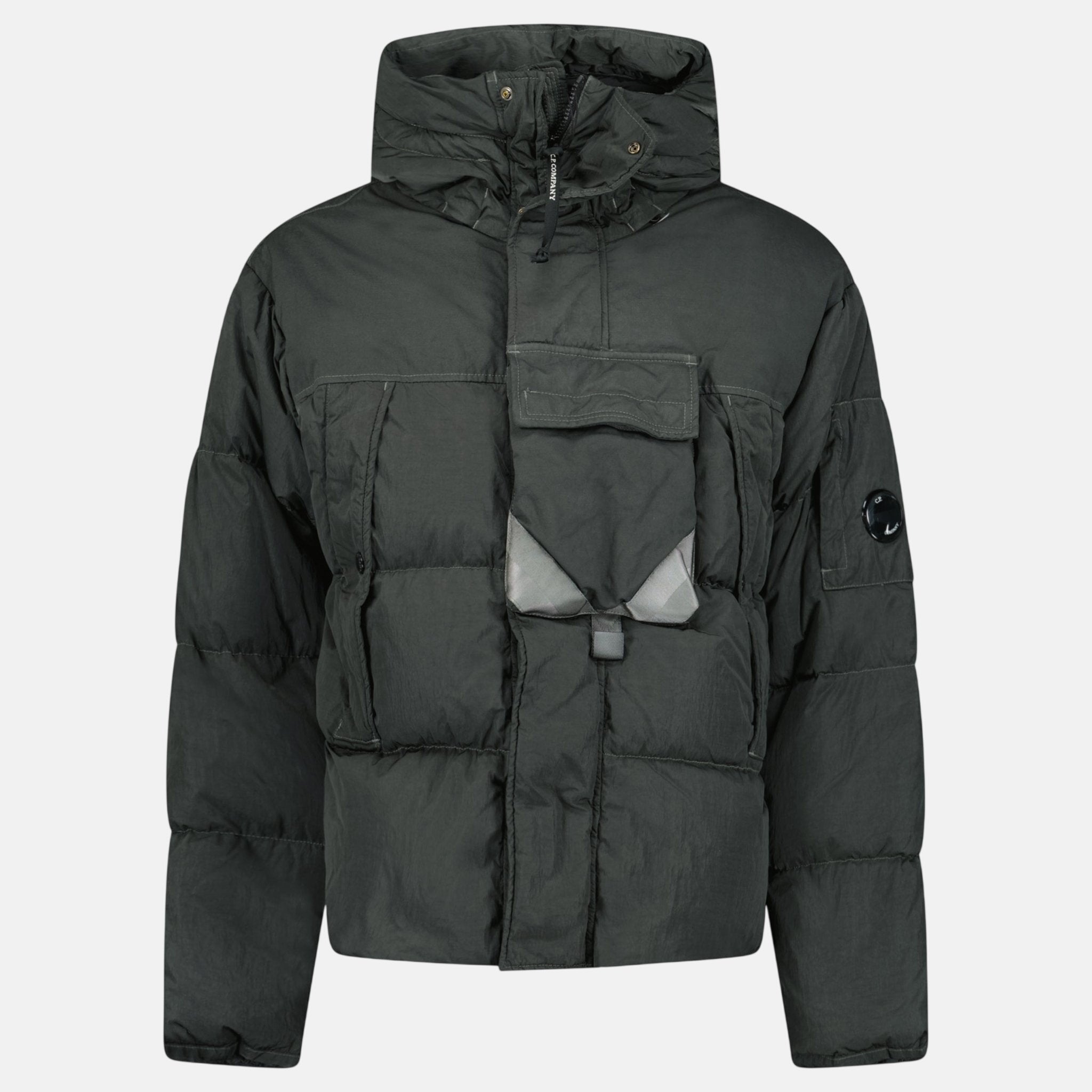 CP Company Eco-Chrome R Mixed Hooded Down Jacket Dark Shadow