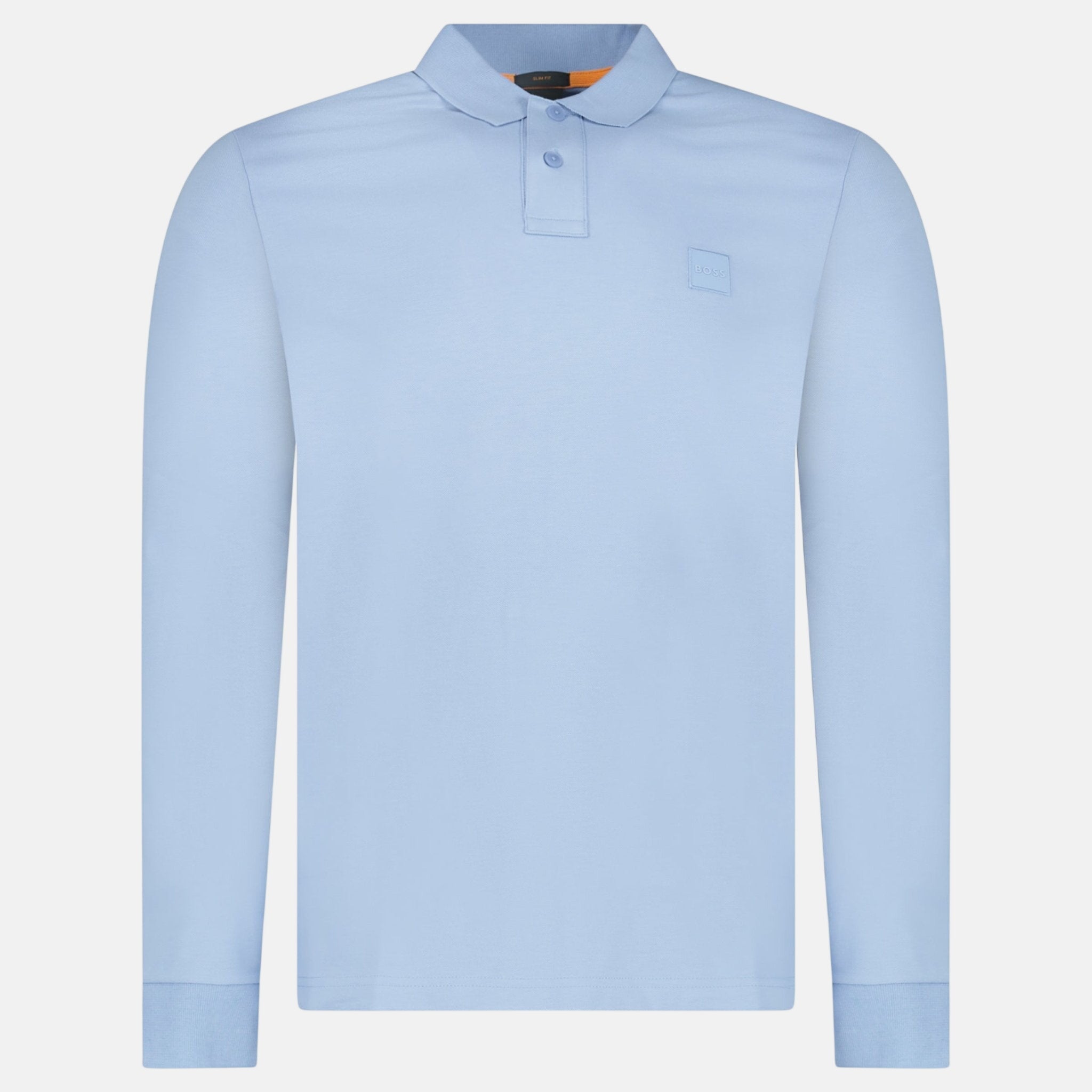 Boss Passerby Long Sleeve Polo Shirt Open Blue