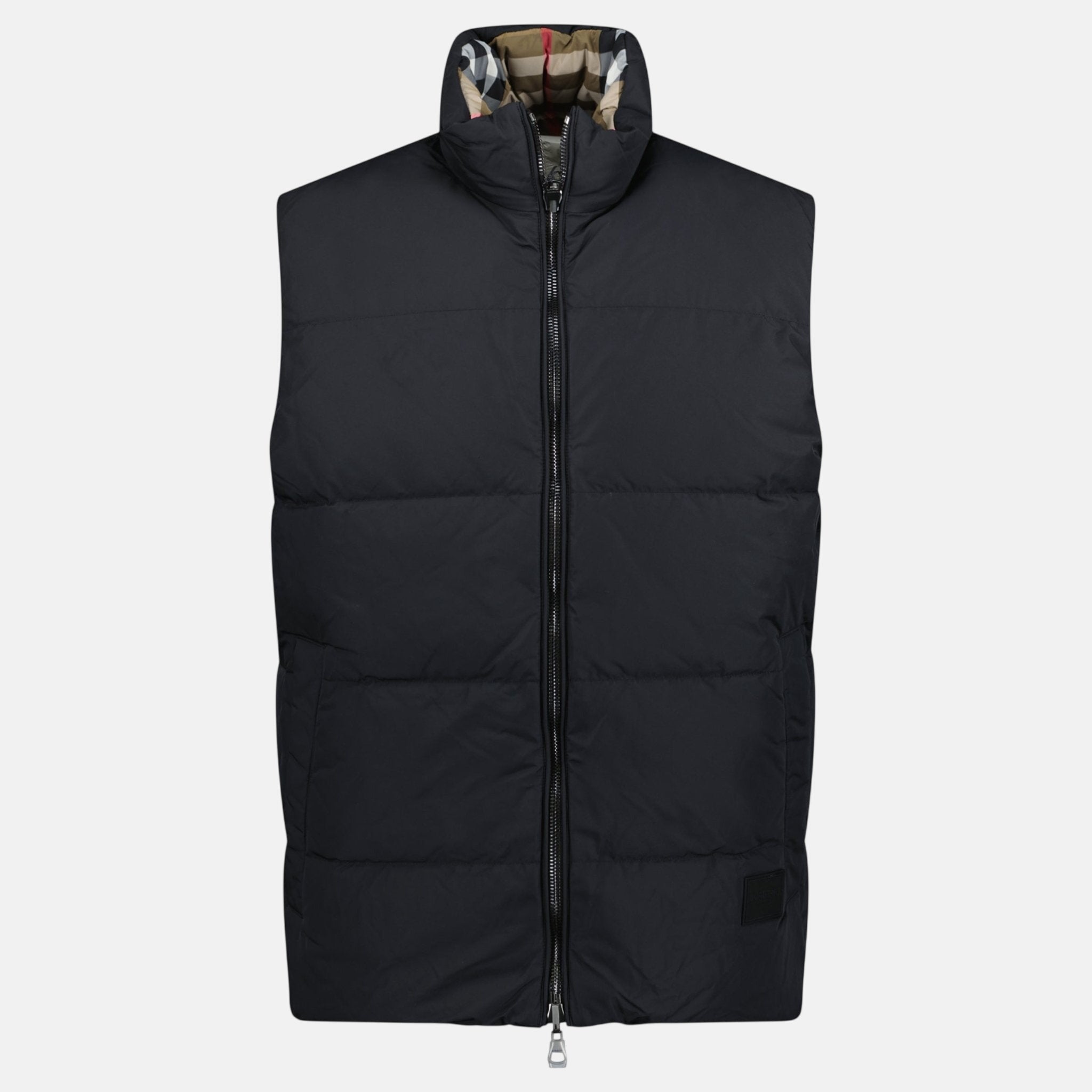 Burberry 'Lowick' Reversible Down Gilet Black Check