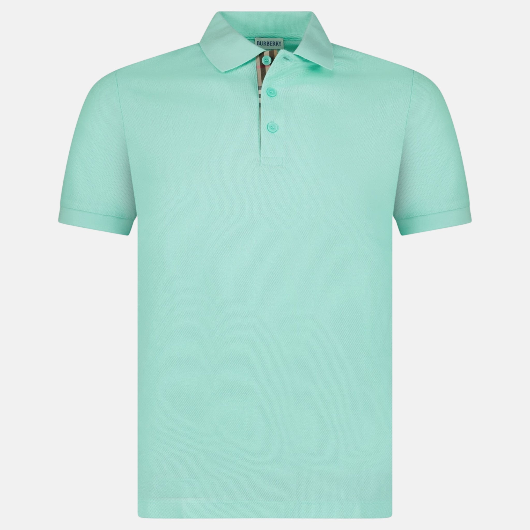 Burberry 'Hartford' Check Placket Polo Shirt Summer Mint