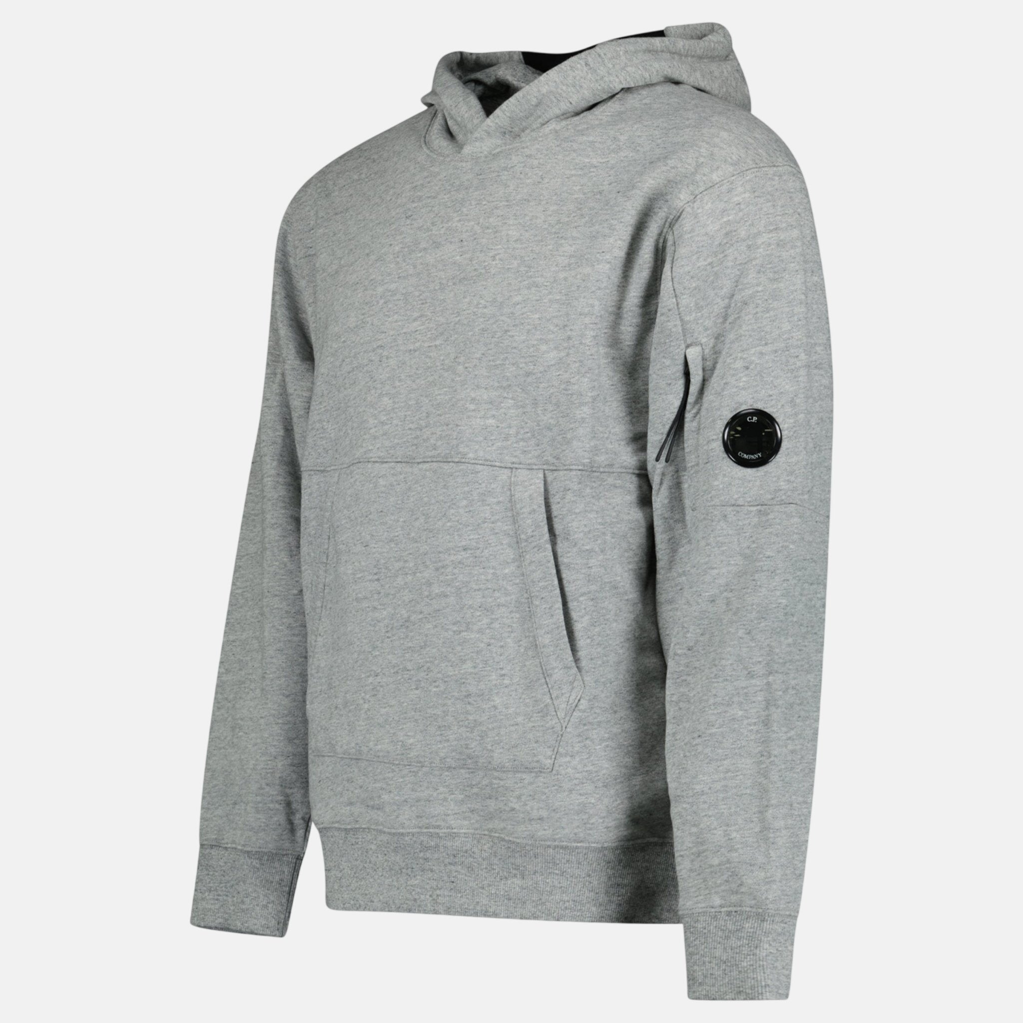 CP Company Micro Lens Diagonal Raised Hoodie Grey Stone