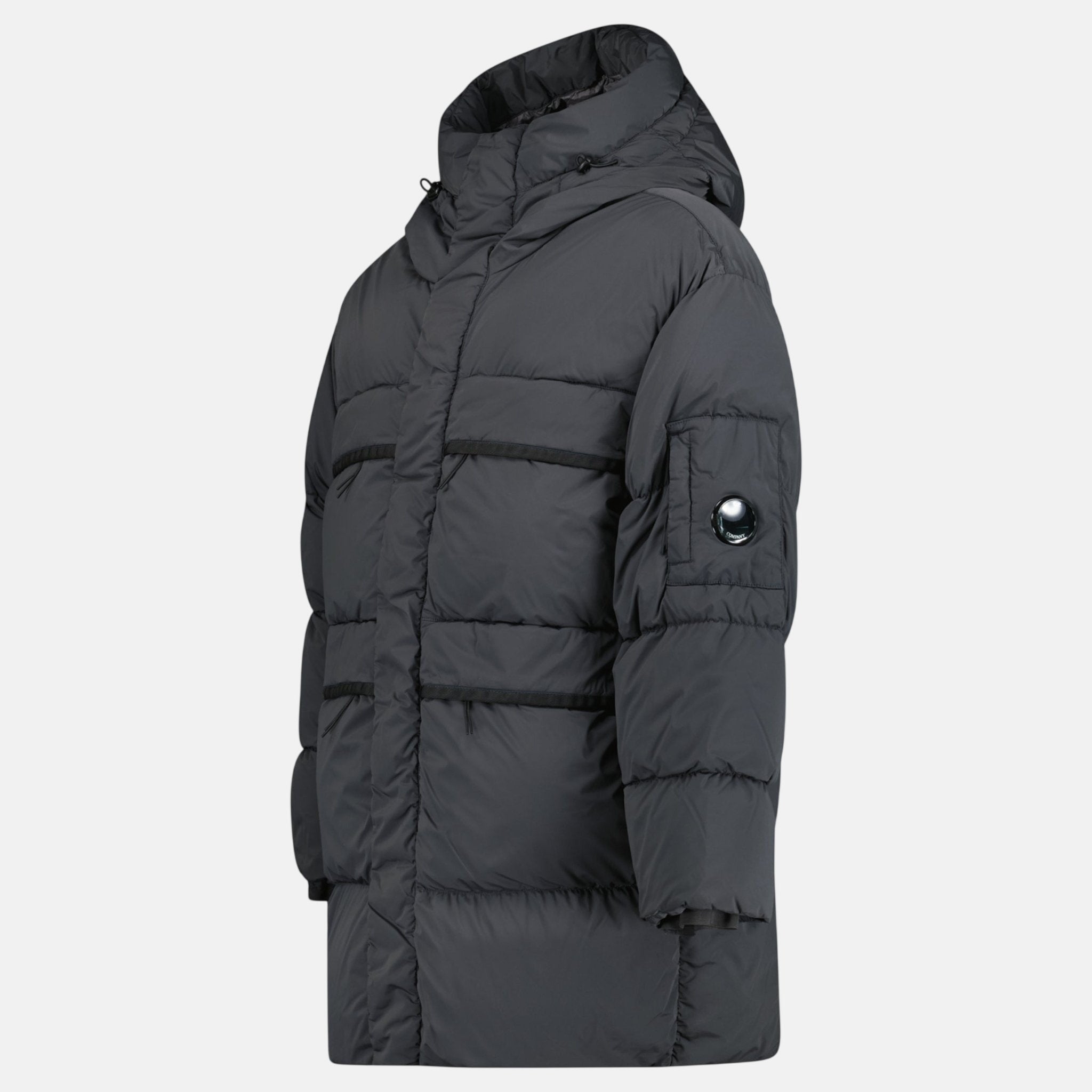 CP Company Nycra-R Hooded Long Down Jacket Dark Shadow