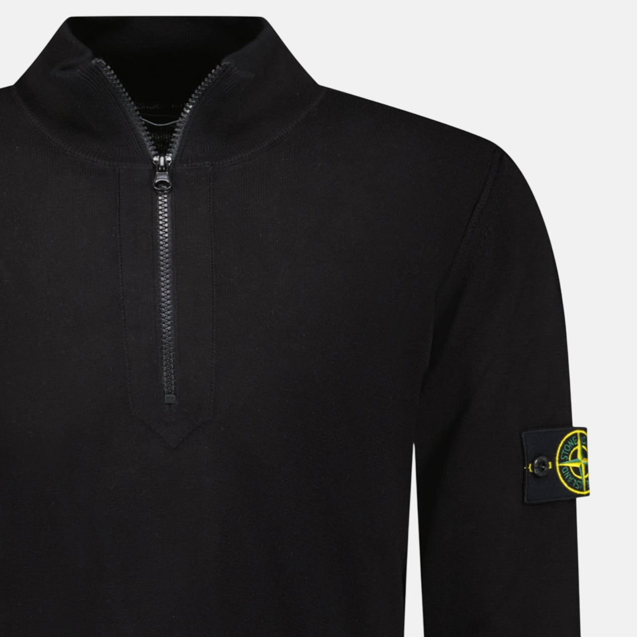 Stone Island Soft Cotton Quarter Zip Sweatshirt Black