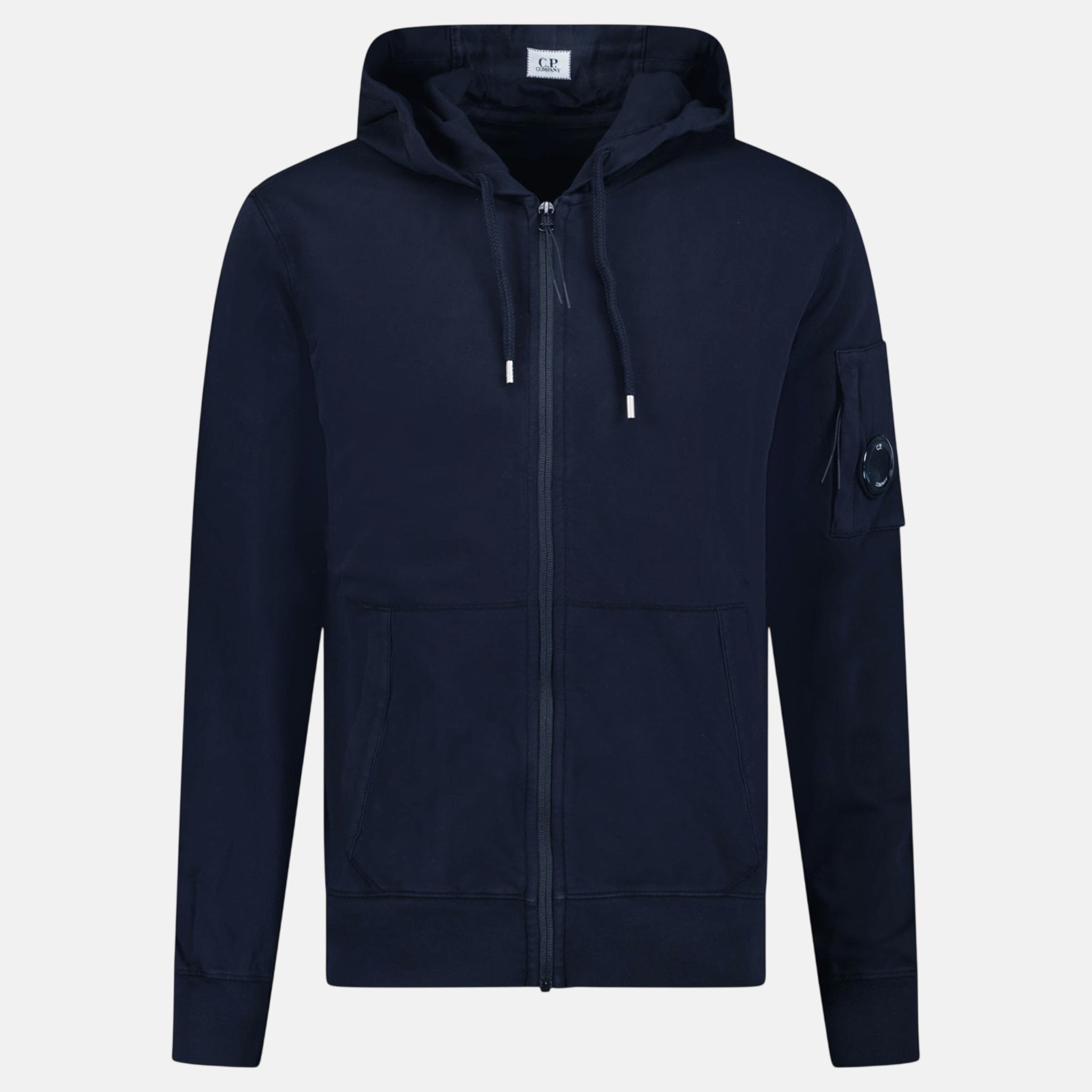 CP Company Light Fleece Lens Zip Hoodie Navy
