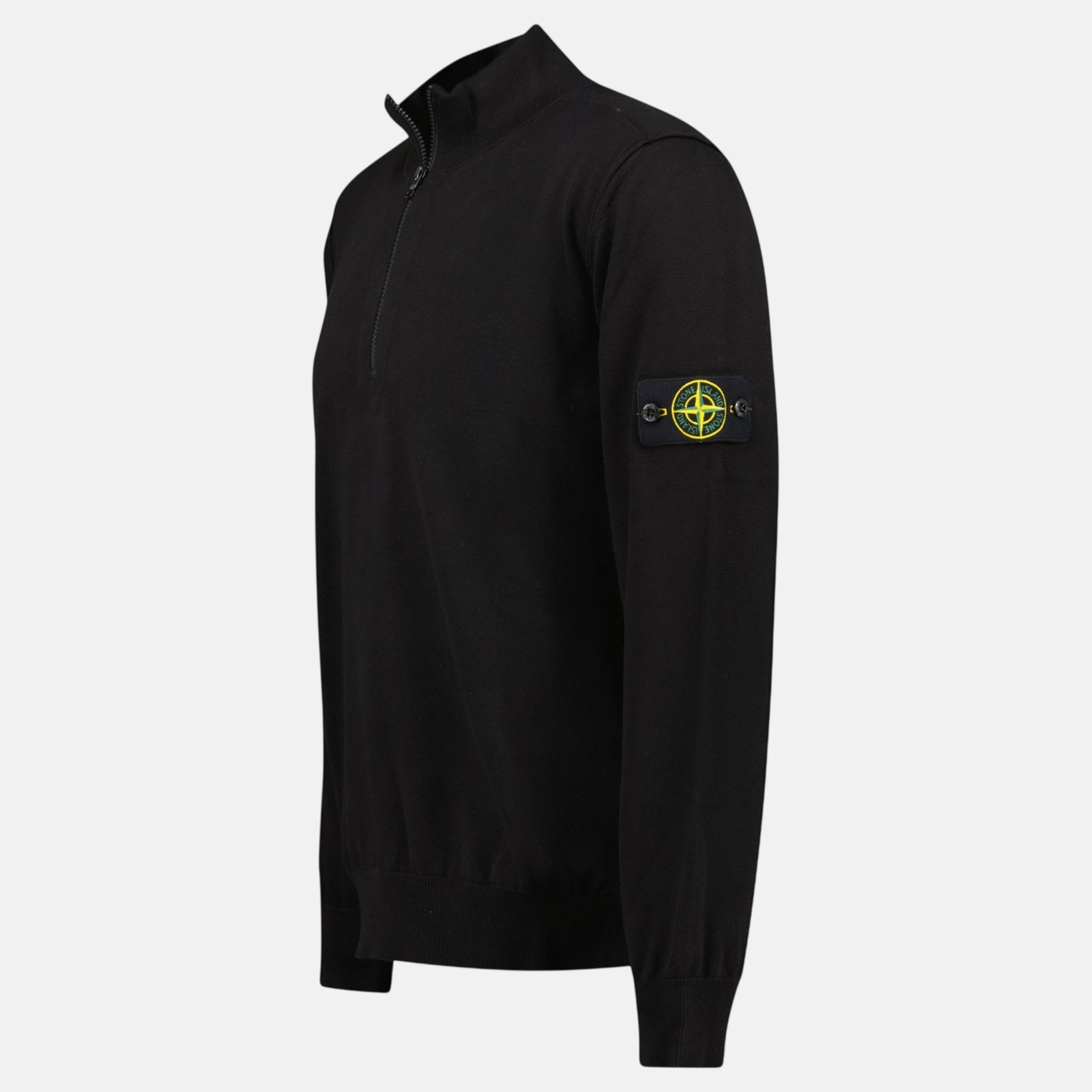 Stone Island Soft Cotton Quarter Zip Sweatshirt Black