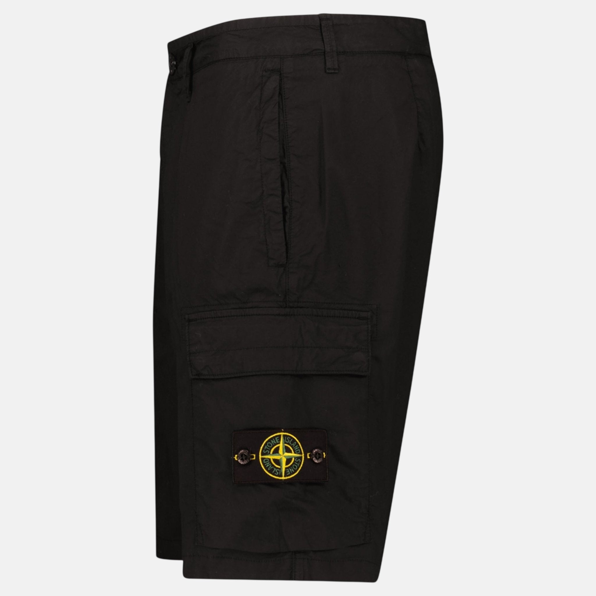 Stone Island Stretch Cotton Tela Paracadute Cargo Bermuda Shorts Black