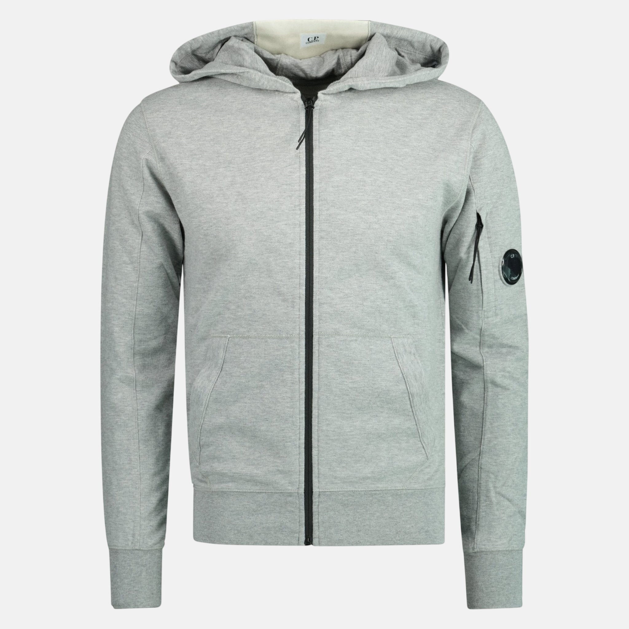 CP Company Light Fleece Lens Zip Hoodie Grey
