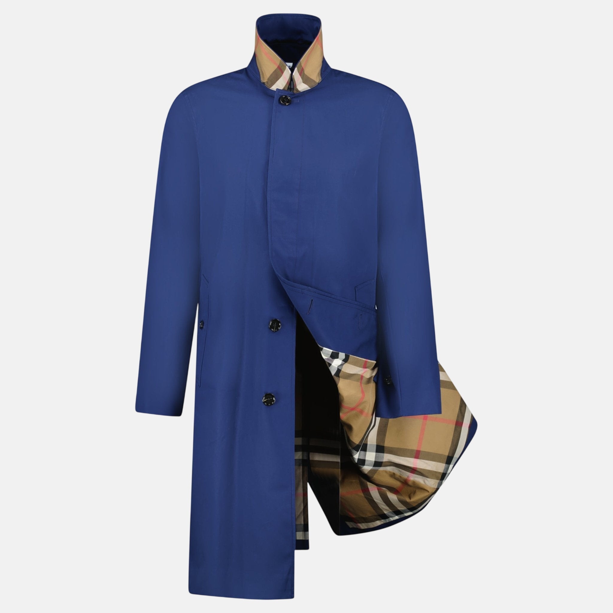 Burberry 'Pennan' Button Up Long Trench Coat Navy