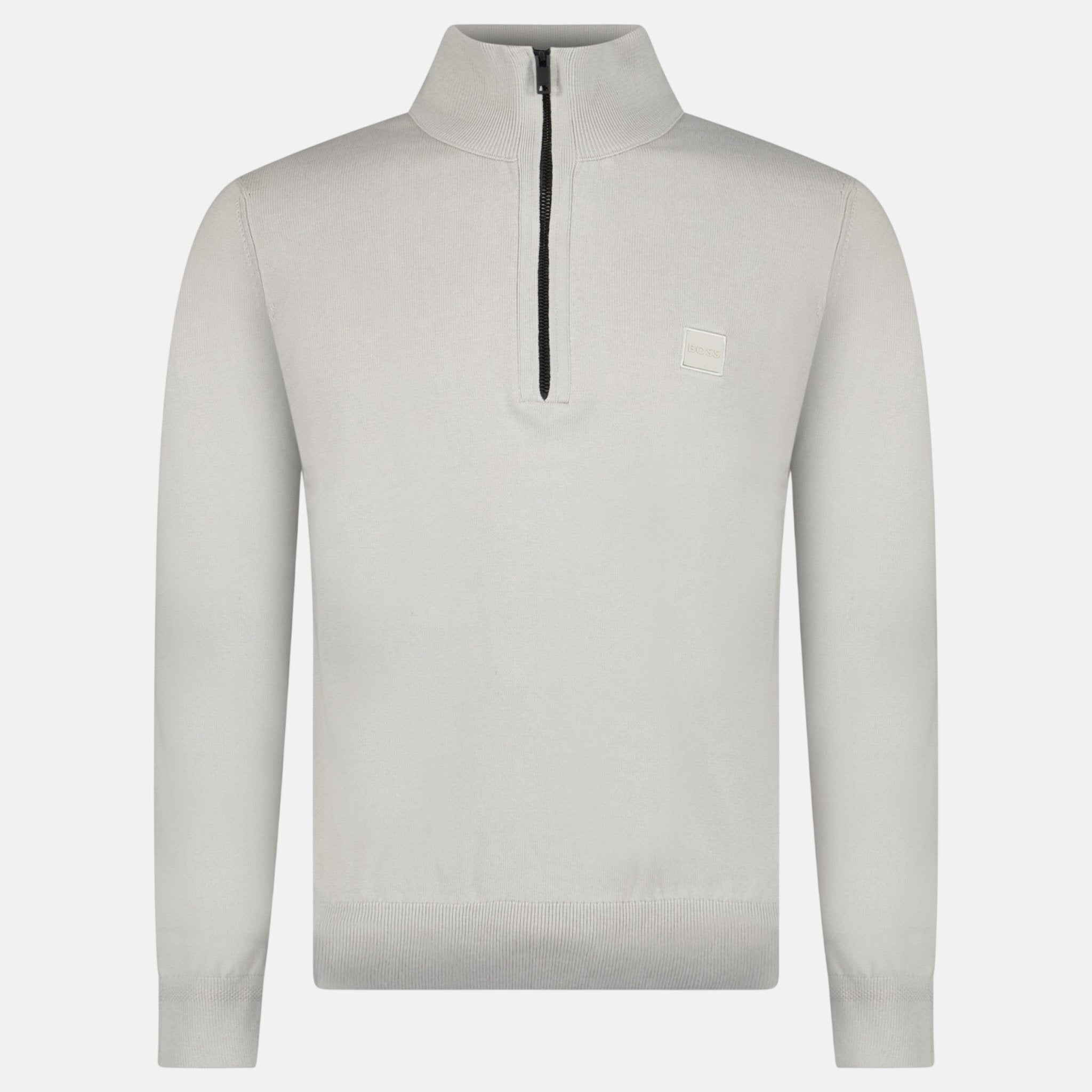 Boss Kanobix Cotton Cashmere Half Zip Jumper Grey