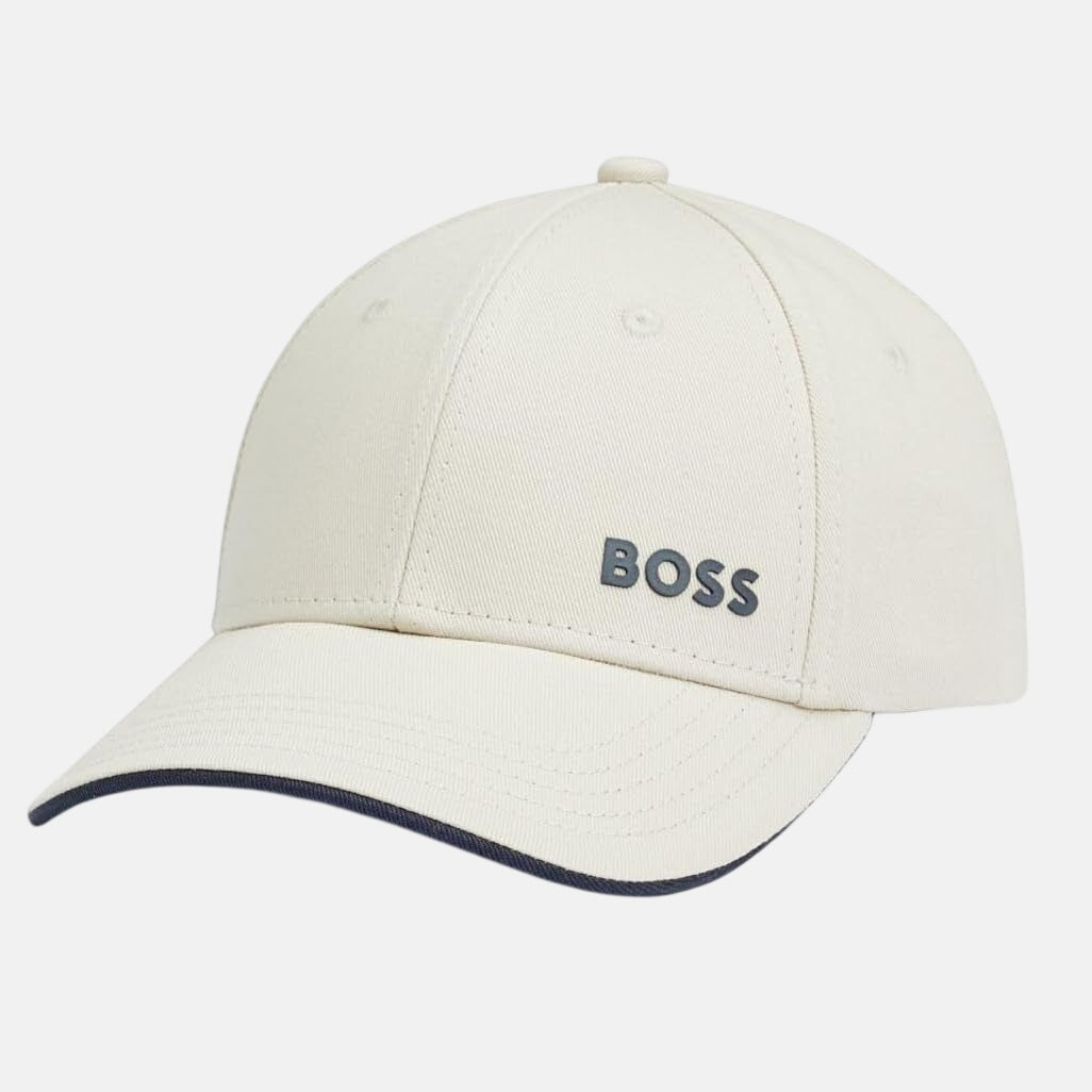 Boss Logo Embossed Cap Open White