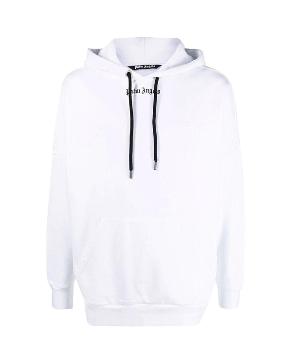 PALM ANGELS MENS CLASSIC LOGO OVER HOODIE WHITE-Designer Outlet Sales