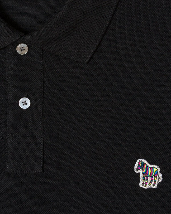 PS PAUL SMITH MENS ZEBRA LOGO ORGANIC POLO SHIRT BLACK-Designer Outlet Sales